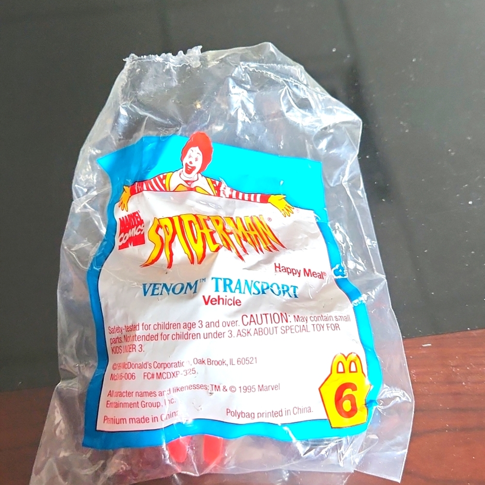 McDonald's Spiderman Venom Transport Vehicle toy 1994, opened.